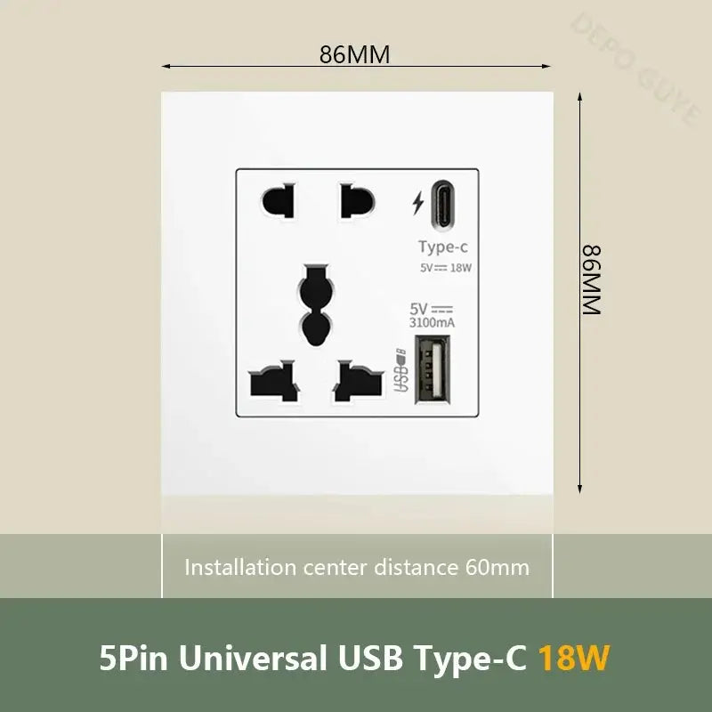 UK Wall Electrical Outlet with USB Charger ChandeliersLife®