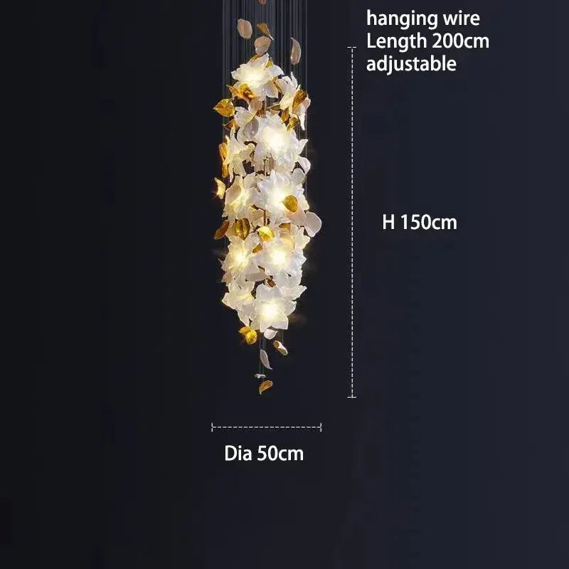 Duplex Villa Chandelier Pick High School Empty Fashion Living Room Crystal Light Luxury Designer Flower Shaped Luxury Chandelier ChandeliersLife®