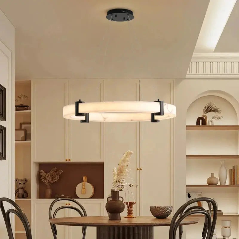 Luxury Ring Alabaster Pendant Chandelier
