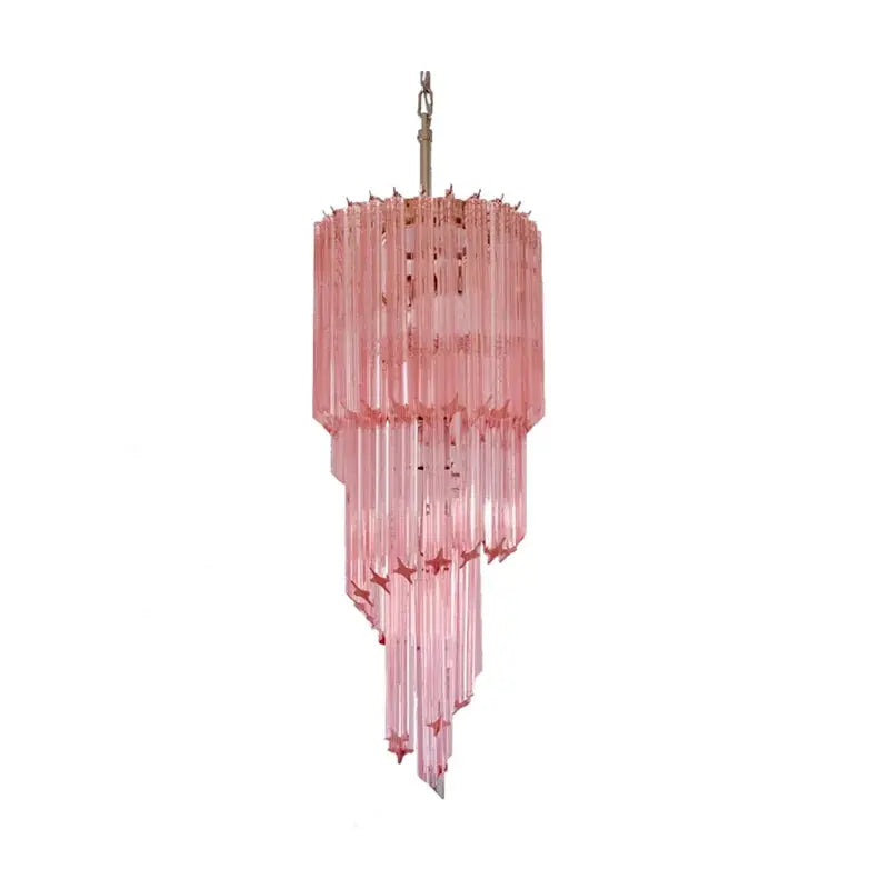Varenza Modern Luxury Pink Glass Chandelier