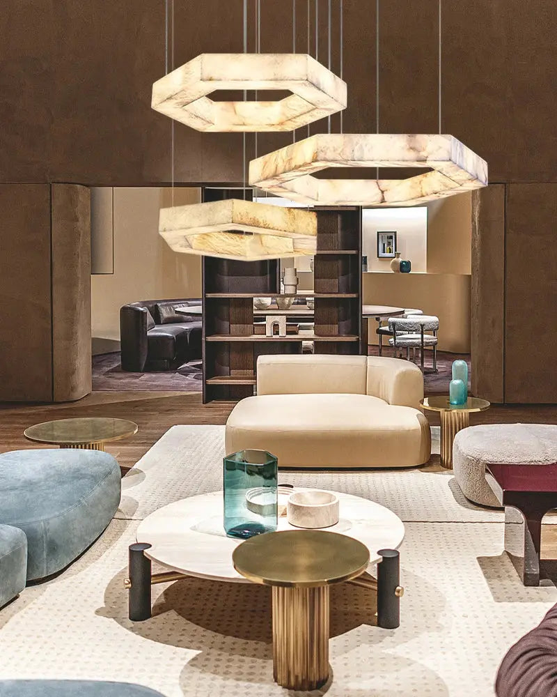 Hexagonal Alabaster Round Chandelier
