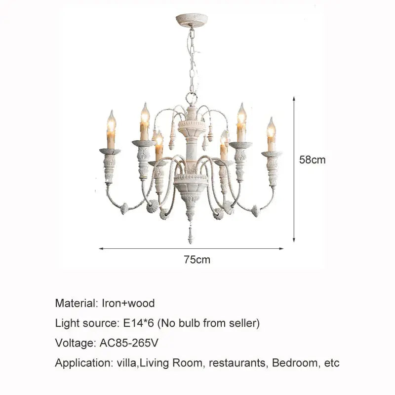 French Restaurant White Vintage Chandelier ChandeliersLife®