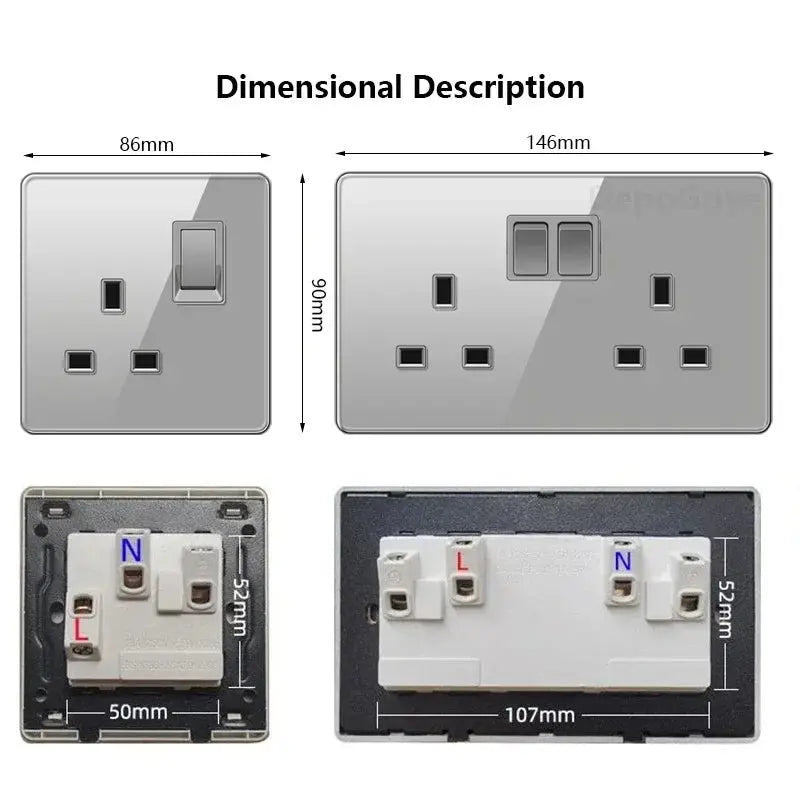 UK Gray Glass  Doublel USB Electrical Outlet ChandeliersLife®