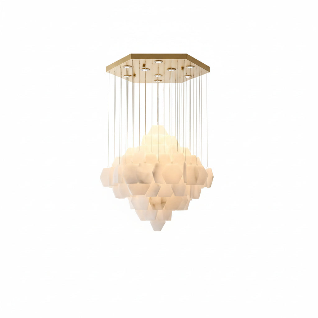 Nordic Retro Square Snowflake gypsum LED chandelier Hardware ceiling  lustre Creative restaurant design decorative Dimmable ChandeliersLife®