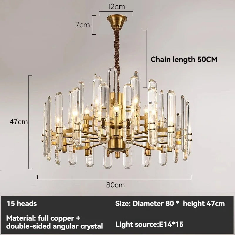 Aurelia chandelier in polished copper with crystal and glass accents — catalogue view 10