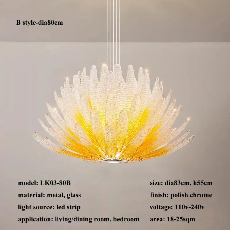 Modern Luxury Feather Glass Luxury Pendant Chandelier
