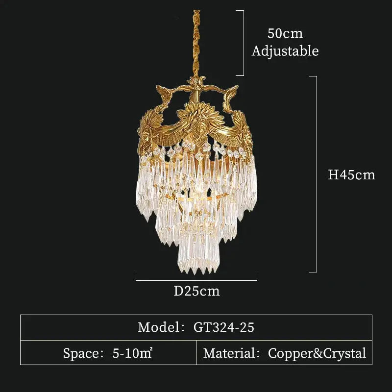 European Rococo Luxury Brass Restaurant Chandelier French Classical Retro Bedroom Foyer Crystal Pendant Light ChandeliersLife®