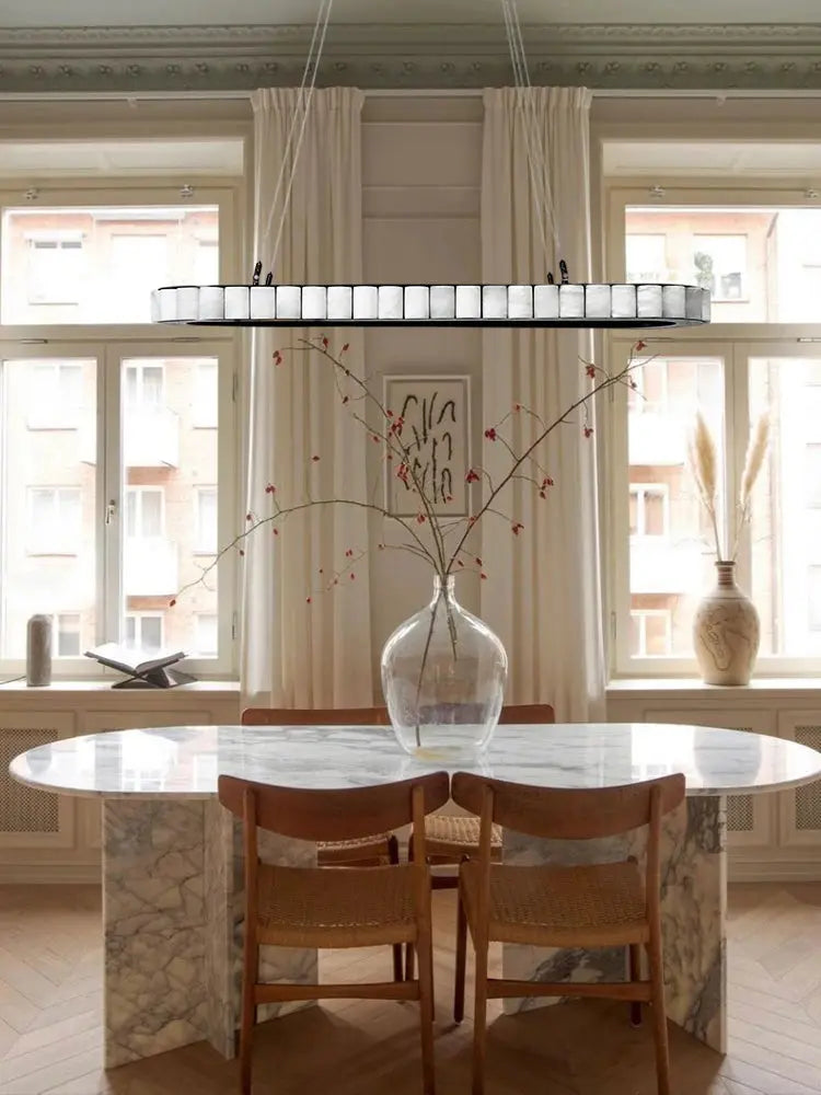 Modern Minimalist Designer Alabaster Chandelier