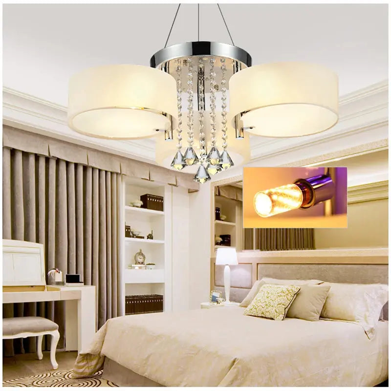 KOMORE Modern Round Acrylic LED Semi Flush Mount with Crystal Accent for Office, Living Room, Bedroom, Kitchen, Hallway, Porch ChandeliersLife®