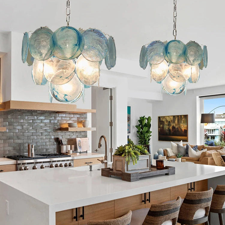 Azura Vintage Glass and Metal chandelier with decorative glass detailing