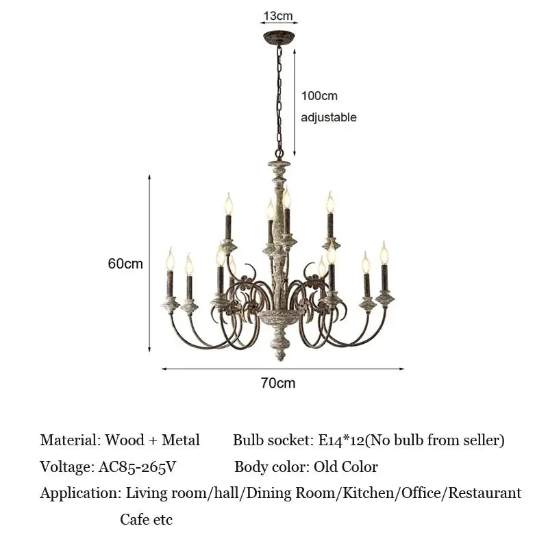 French Retro Wooden Chandelier ChandeliersLife®