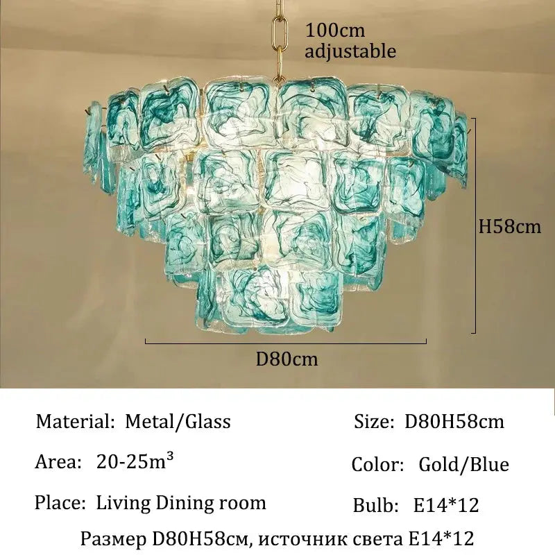 Virello Blue Glass Dining Room Chandelier