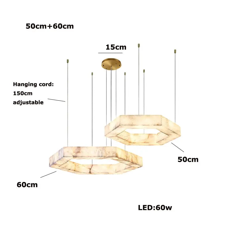 Hexagonal Alabaster Round Chandelier