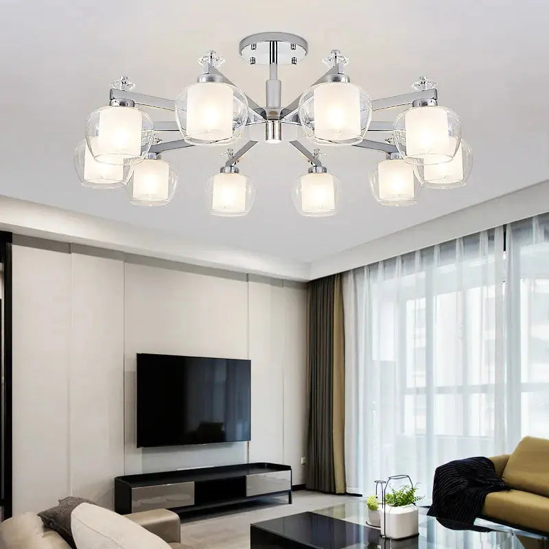 Modern Chrome Chandelier Lighting Ceiling Wrought Iron With LampShade Luxury For Living Room Bedroom 110v-220v Lamp ChandeliersLife®