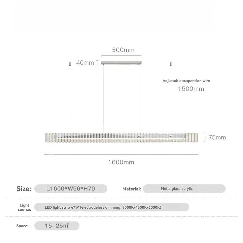 Minimalist Black Linear Chandelier Above Dining Table