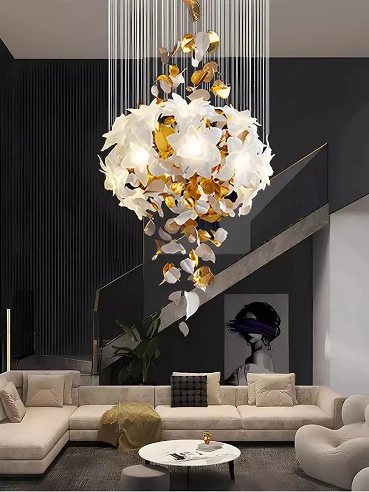 Duplex Villa Chandelier Pick High School Empty Fashion Living Room Crystal Light Luxury Designer Flower Shaped Luxury Chandelier ChandeliersLife®