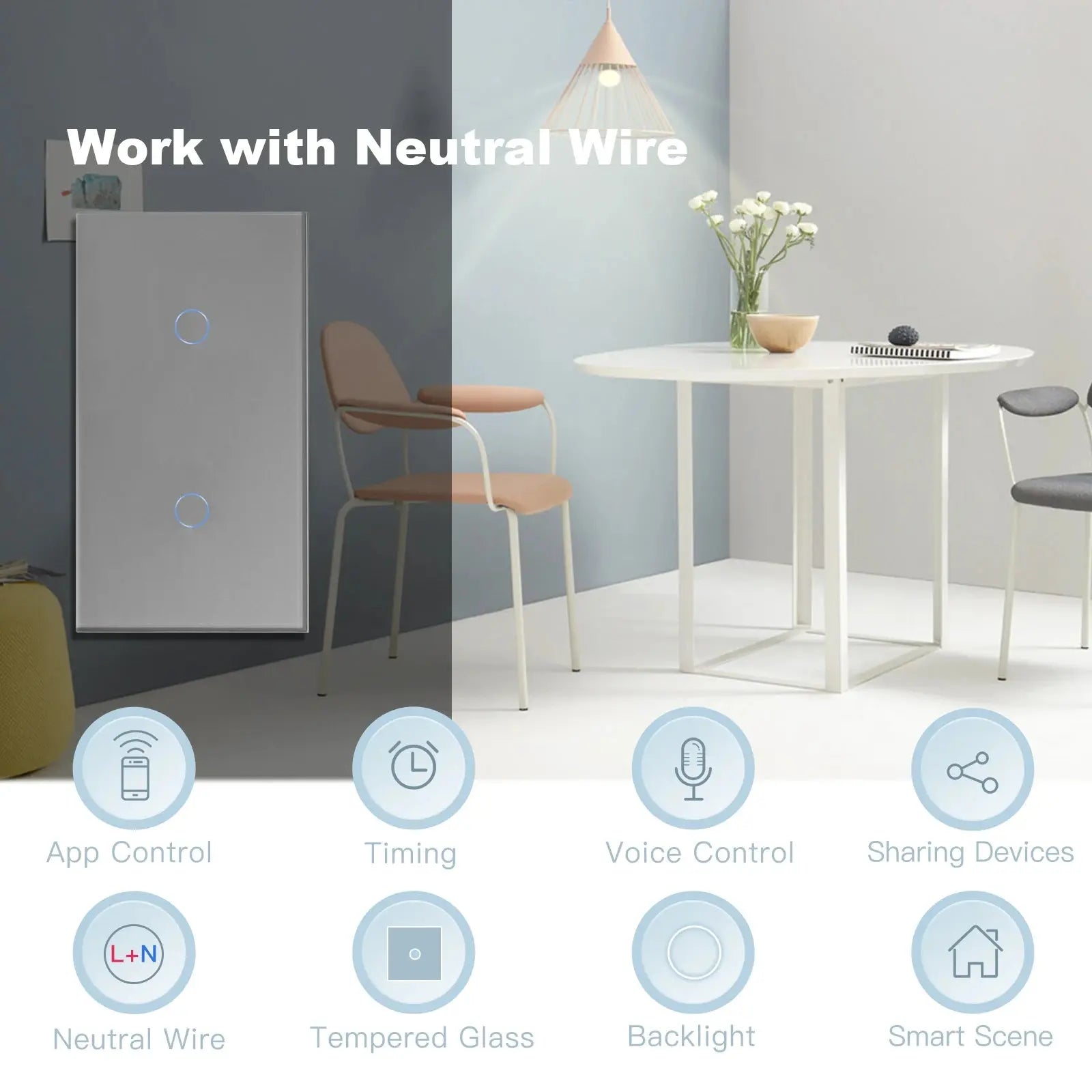 Wifi Light Smart Switch Grey White Black ChandeliersLife®