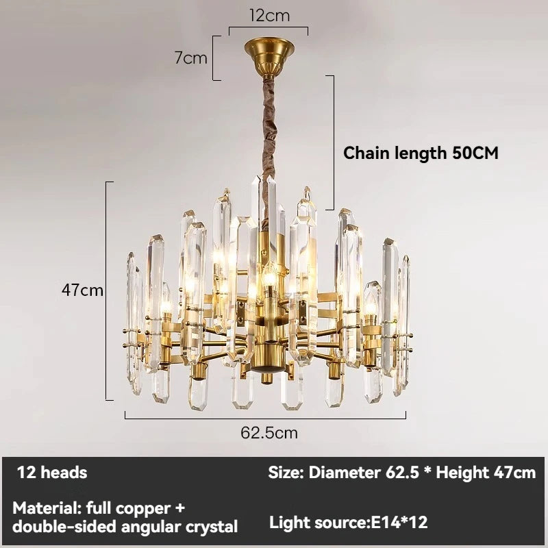 Aurelia modern chandelier with copper construction and crystal details — catalogue view 12
