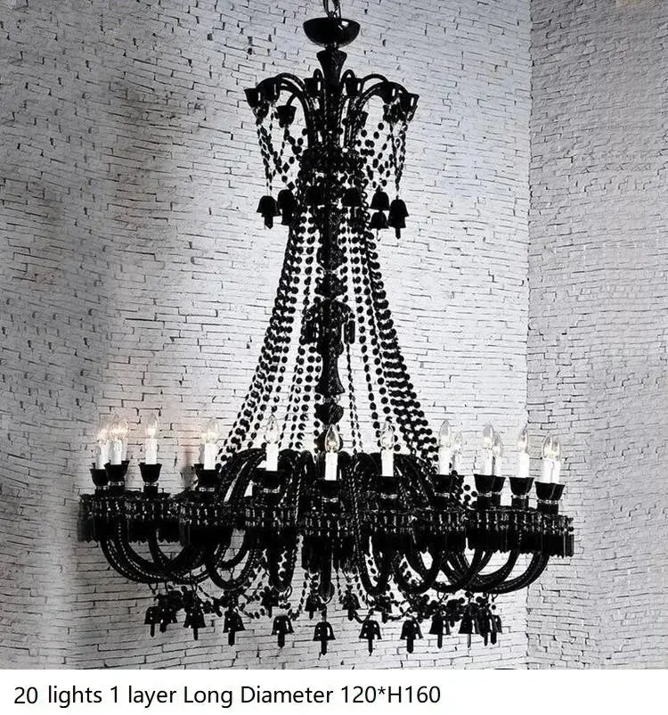 Villa Hotel Luxury Black Crystal Chandelier ChandeliersLife®