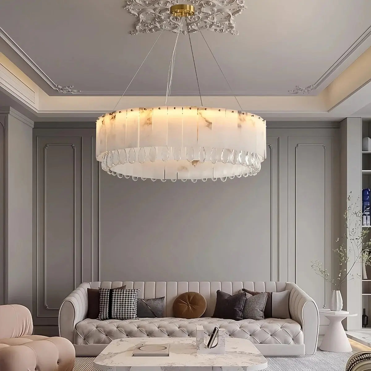 Villa Lobby Dining Living Room Alabaster Hanging Lamp ChandeliersLife®