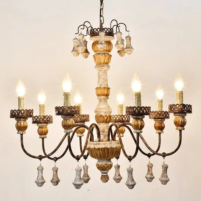 Retro Wood Chandelier With Fabric Shade ChandeliersLife®