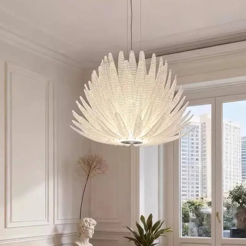 Modern Luxury Feather Glass Luxury Pendant Chandelier