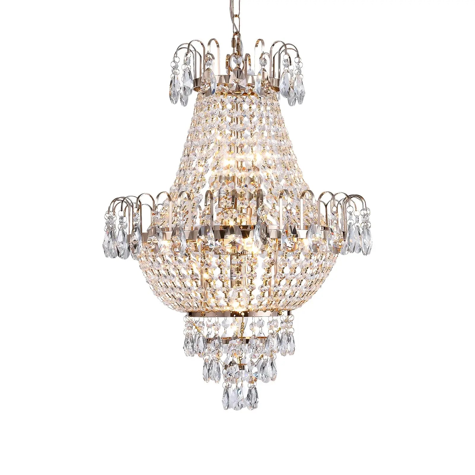 16.9" Luxury Retro Crystal Chandelier European Style Imperial Style Copper Color 7-Light Lighting Fixture Classy Living Room Restaurant Entrance Ceiling Light ChandeliersLife®