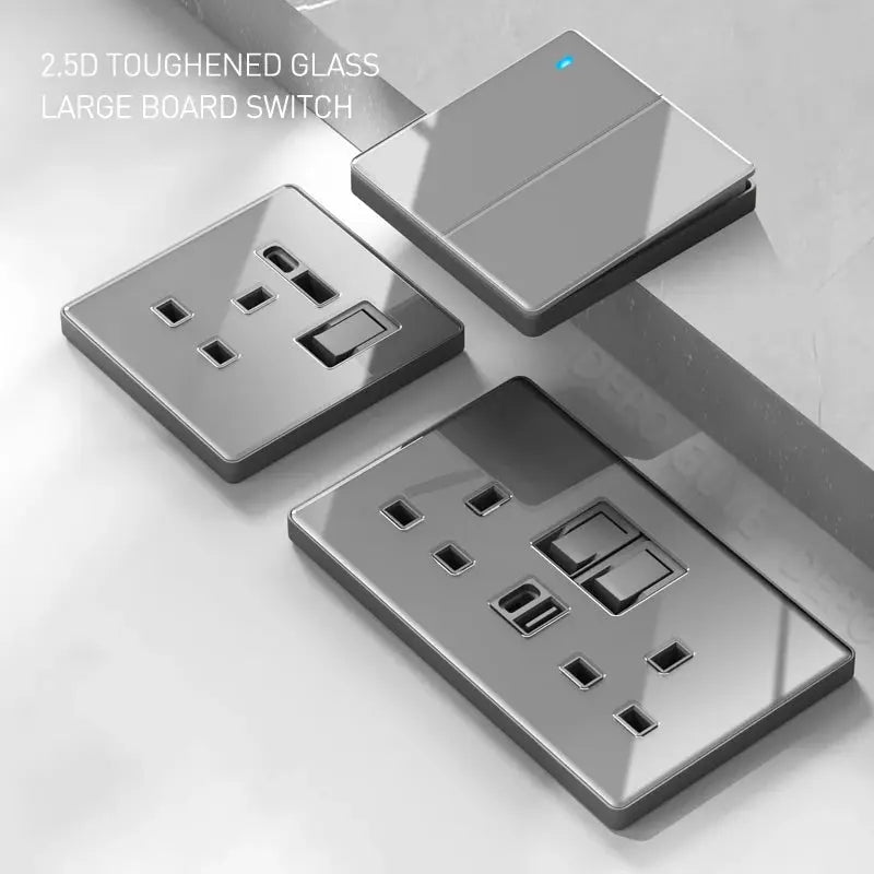 UK Gray Glass  Doublel USB Electrical Outlet ChandeliersLife®