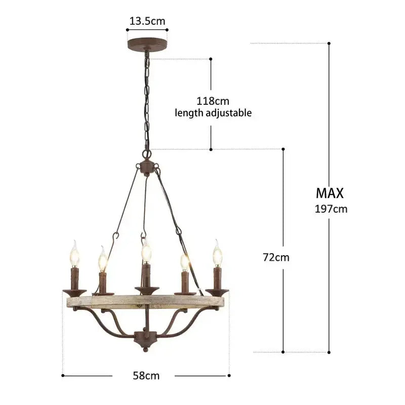 Retro American Bedroom Wood Chandelier