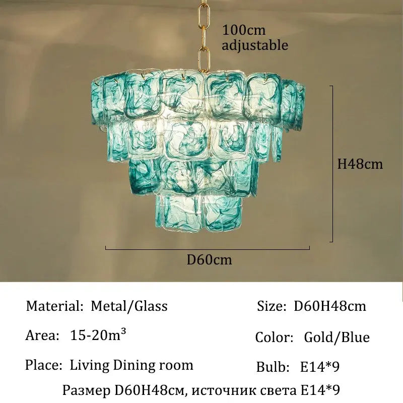 Virello Blue Glass Dining Room Chandelier
