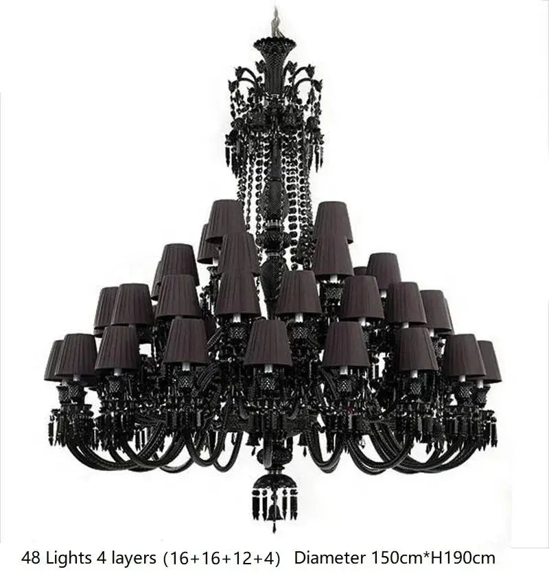 Villa Hotel Luxury Black Crystal Chandelier ChandeliersLife®