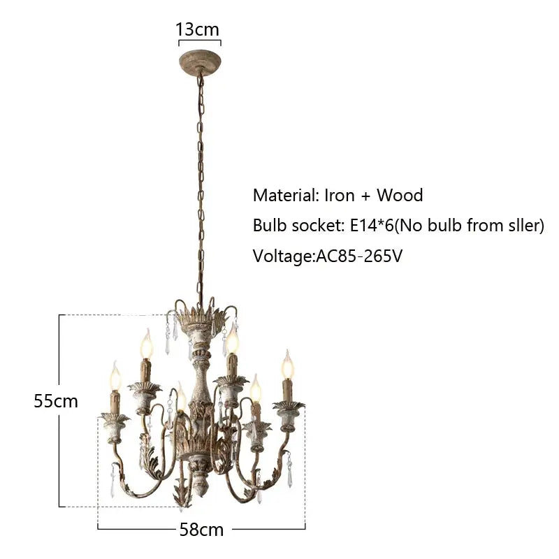Chandelier with dimensions and technical specifications on a white background