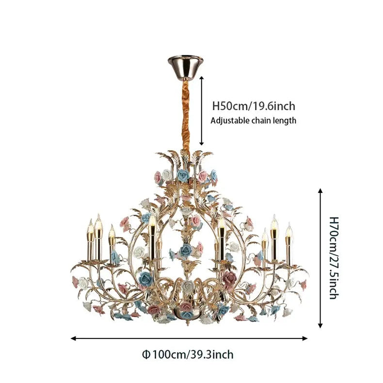 Chandelier with dimensions and parameter matching for bedroom, living room, and restaurant.