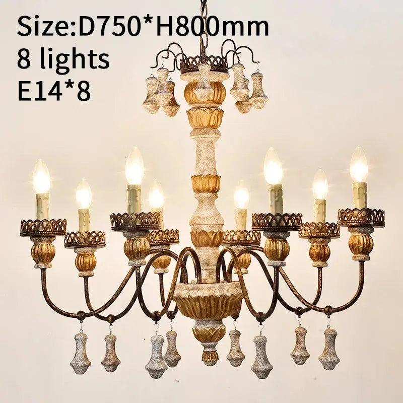 Retro Wood Chandelier With Fabric Shade ChandeliersLife®