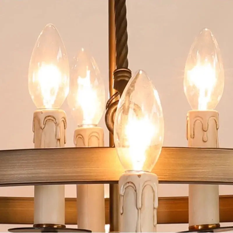 Designer Double-layer Candle Retro Bronze Pendant Light