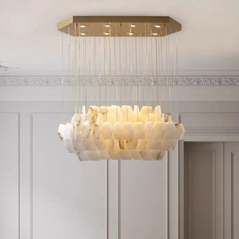 Nordic Retro Square Snowflake gypsum LED chandelier Hardware ceiling  lustre Creative restaurant design decorative Dimmable ChandeliersLife®