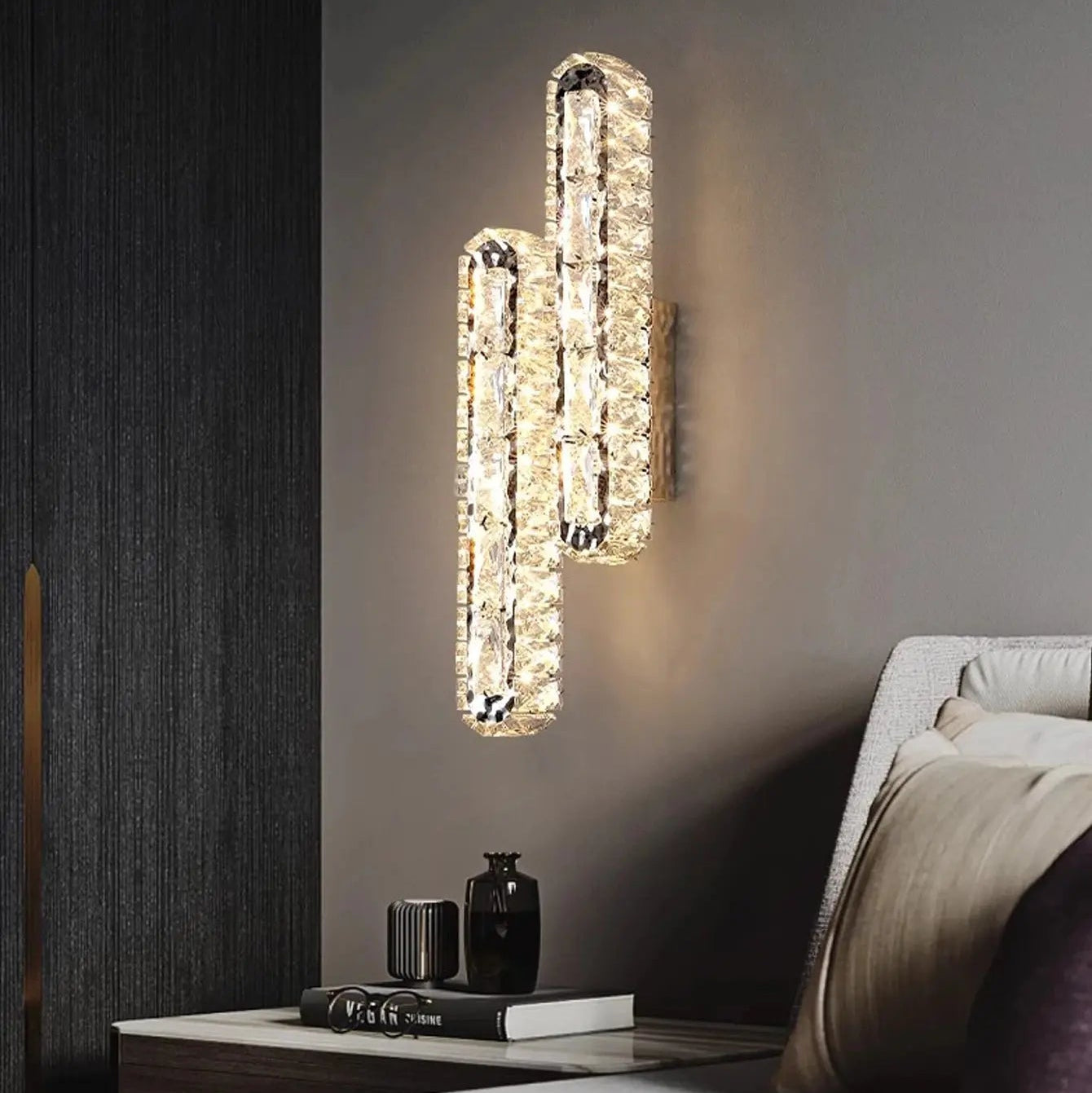 Double Row Crystal Wall Light