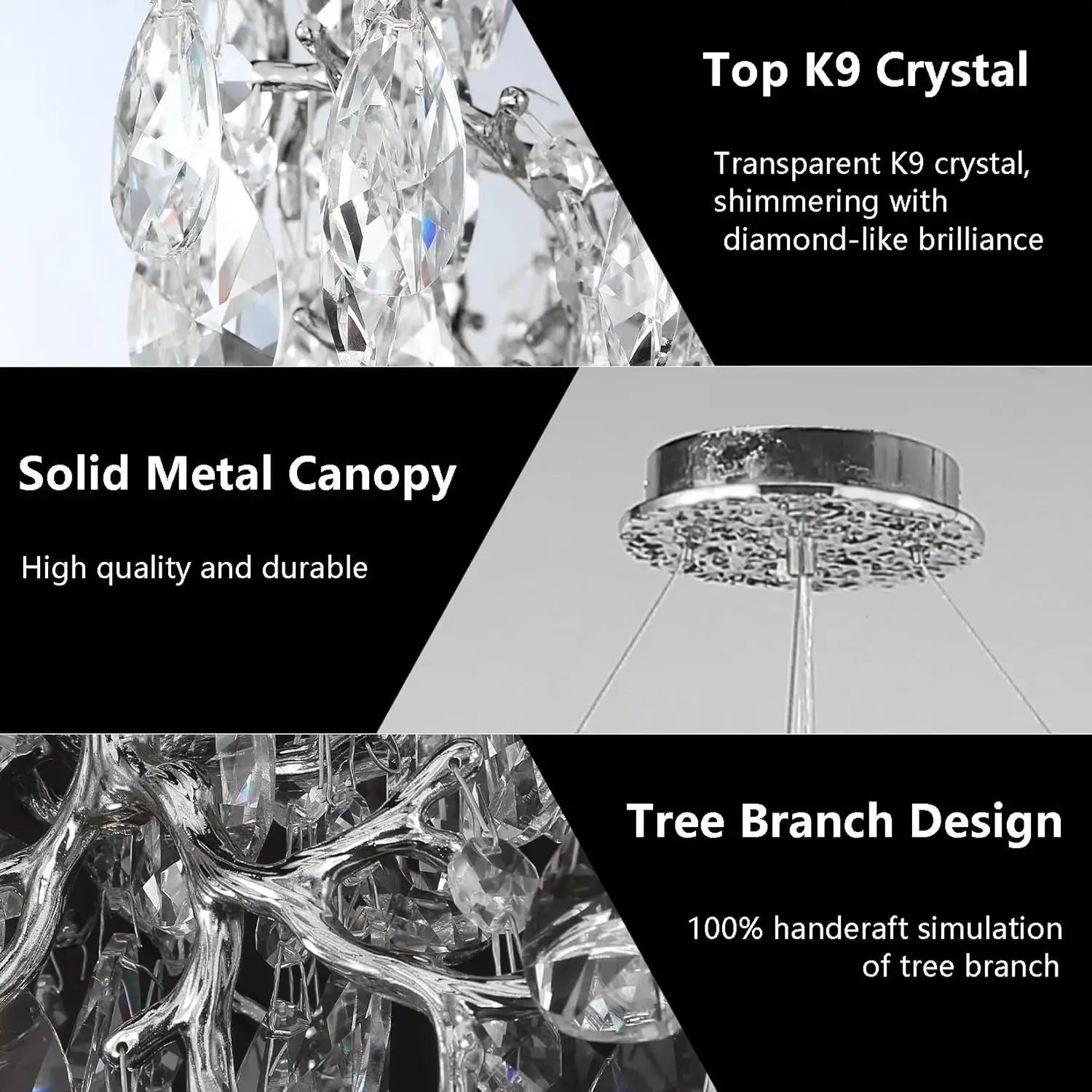 Luxury Modern Crystal Pendant Chandelier Hanging Living Room Lamp Dining Table Silver Branch Rectangular Chandeliers for Kitchen ChandeliersLife®