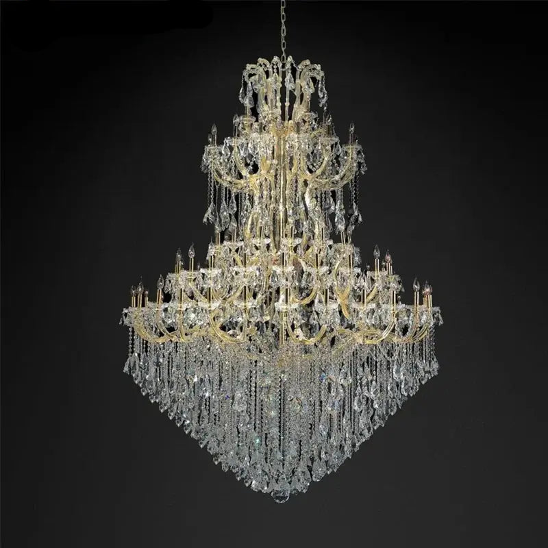 Grand chandelier with intricate design on a black background, 