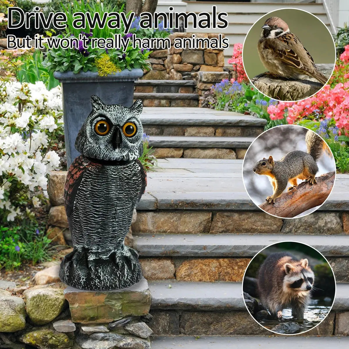 Owl Decoy Light for Outdoor Garden Yard Bird Repellent ChandeliersLife®