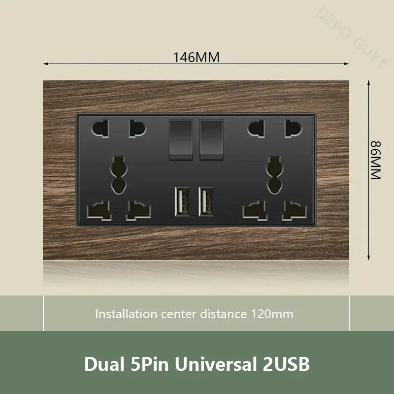 UK Wall Electrical Outlet with USB Charger ChandeliersLife®