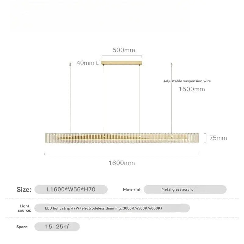 Minimalist Black Linear Chandelier Above Dining Table