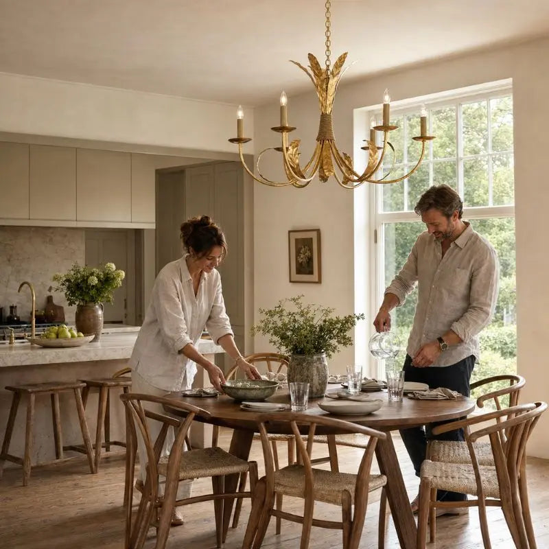 Solenne Gold Leaf Iron Pendant Light