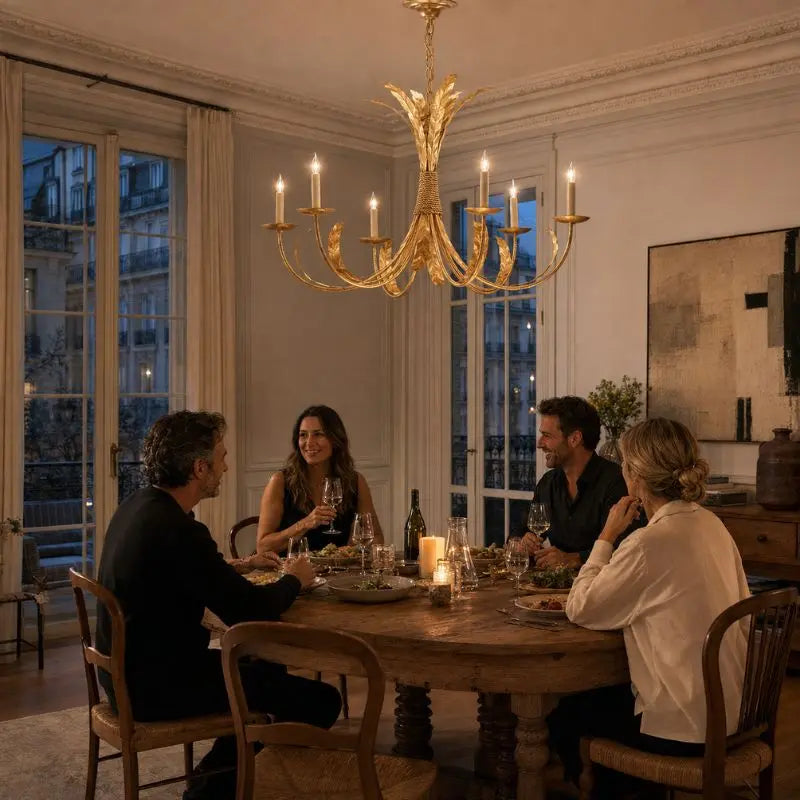 Solenne Gold Leaf Iron Pendant Light