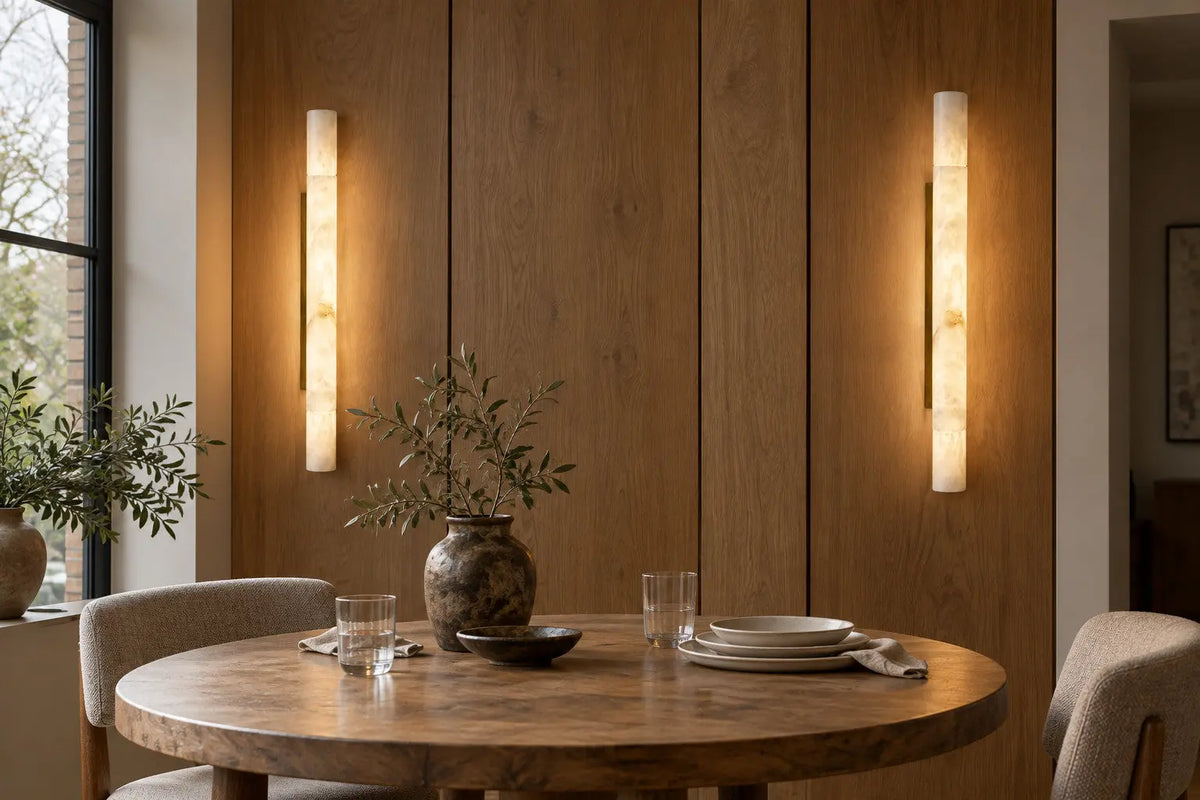 Alabaster Linear Stone Light Wall Sconce — shown in an interior setting 3