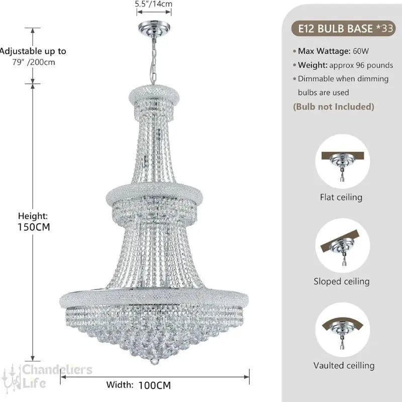 Modern Empire Crystal Chrome Chandelier ChandeliersLife®