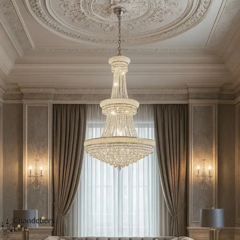 Modern Empire Crystal Chrome Chandelier ChandeliersLife®