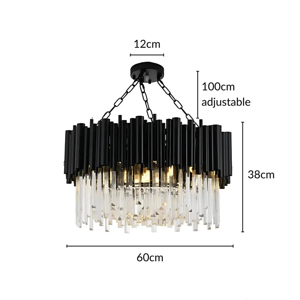 Modern Luxury Round Crystal Black Chandelier ChandeliersLife®