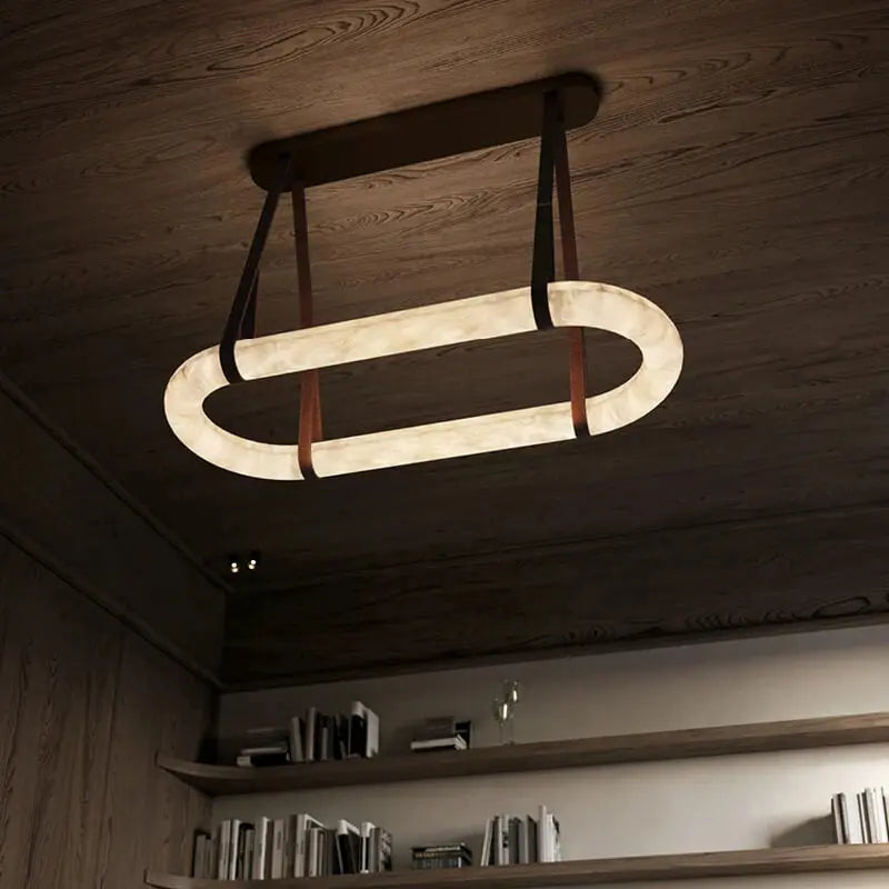 Luxury Leather Circle Marble Chandelier ChandeliersLife®