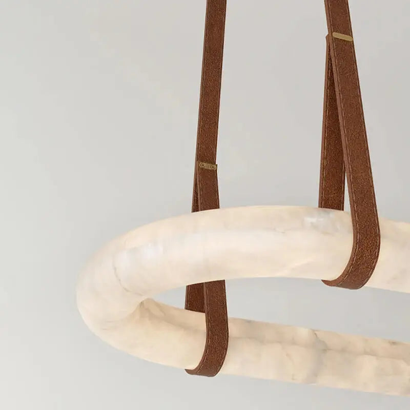 Luxury Leather Circle Marble Chandelier ChandeliersLife®
